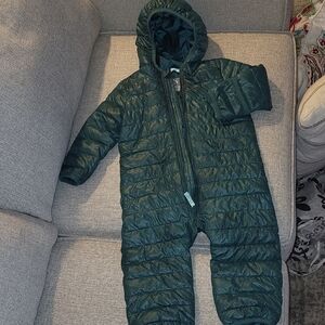 Primary Dark Puffer Style  Snowsuit, Size 6-12 Months